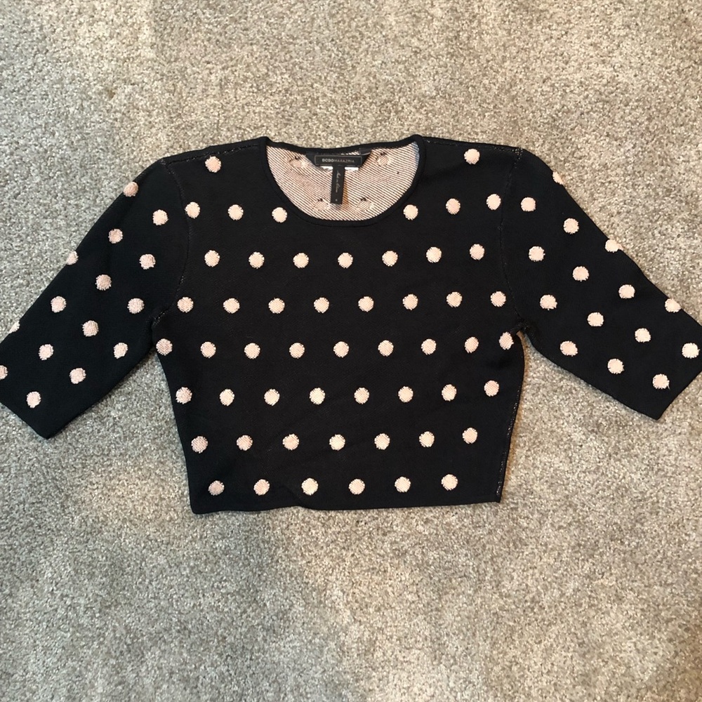 BCBGMAXAZRIA crop polka dot top